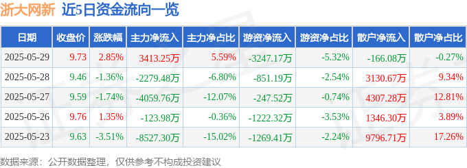 浙大网新股票分析_浙大网新资金流向解读_浙大网新股票行情